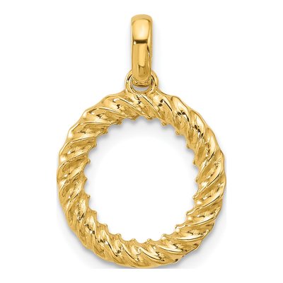 14K Yellow Gold Fancy Twist Letter O Pendant