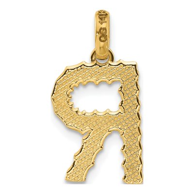 14K Yellow Gold Fancy Twist Letter R Pendant – view 3