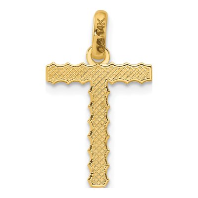14K Yellow Gold Fancy Twist Letter T Pendant – view 3