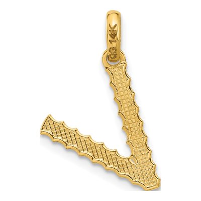 14K Yellow Gold Twist Letter V Pendant – view 3