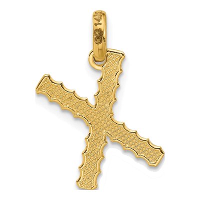 14K Yellow Gold Fancy Twist Letter X Pendant – view 3