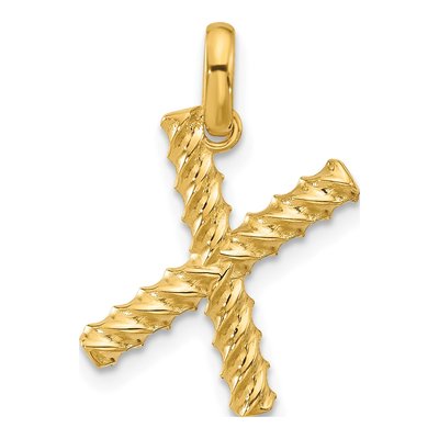 14K Yellow Gold Fancy Twist Letter X Pendant
