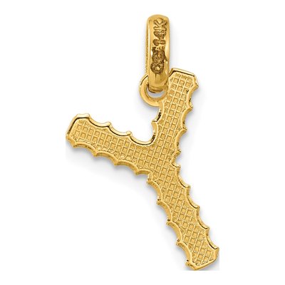 14K Yellow Gold Fancy Twist Letter Y Pendant – view 3
