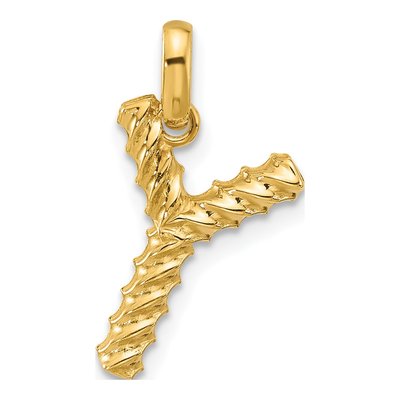 14K Yellow Gold Fancy Twist Letter Y Pendant