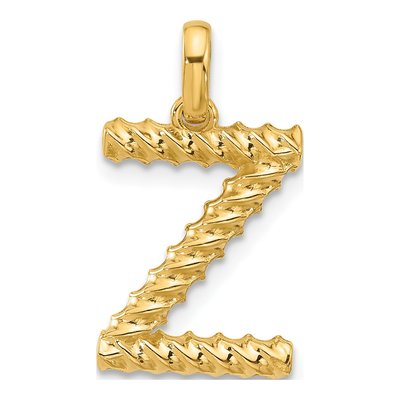 14K Yellow Gold Twist Letter Z Pendant
