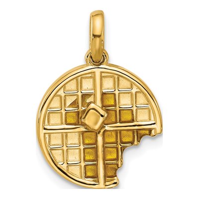 14K Yellow Gold Waffle Pendant