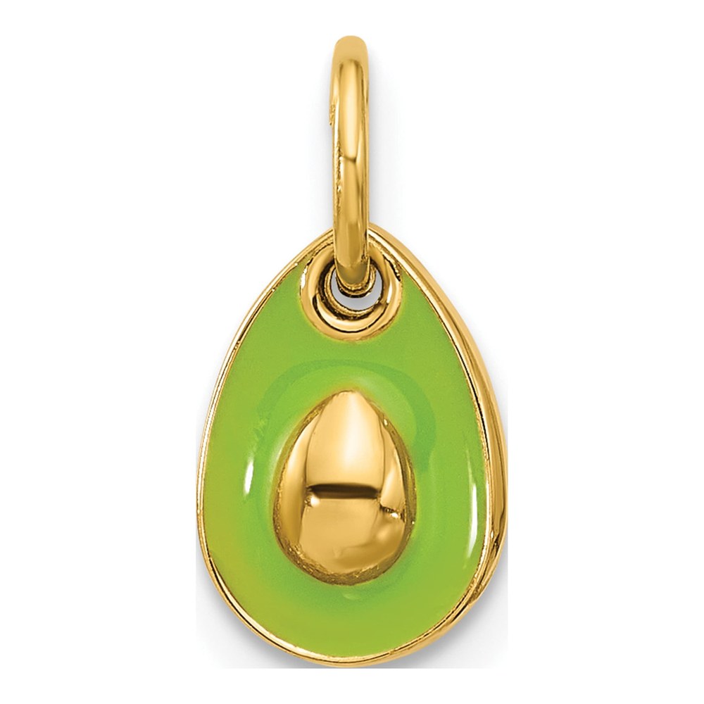 14K 3-D Green Epoxy Fancy Avocado Charm Pendant