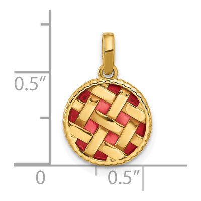 14K Yellow Gold Red Enameled Pie Charm – view 4