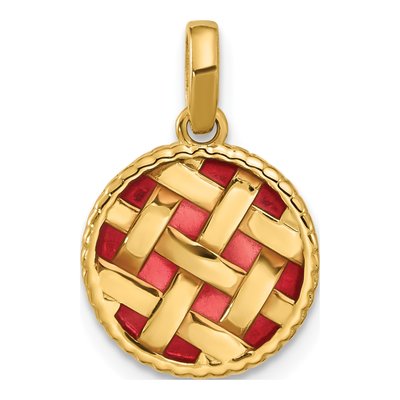 14k Red Enameled Fancy Pie Charm