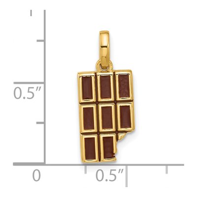 14K Yellow Gold Brown Enamel Chocolate Bar Charm – view 4