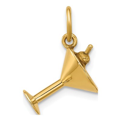 14K Yellow Gold Martini Glass Olives Charm