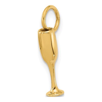 14K Yellow Gold Champagne Flute Pendant – view 4