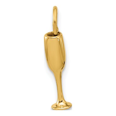14K Yellow Gold Champagne Flute Pendant