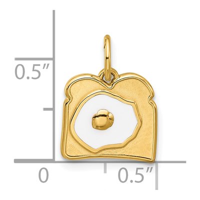 14K Yellow Gold Enameled Egg on Toast Charm – view 4