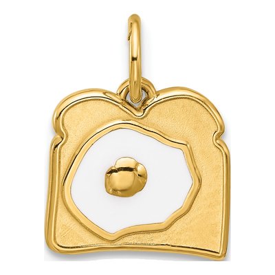 14K Yellow Gold Enameled Egg on Toast Charm