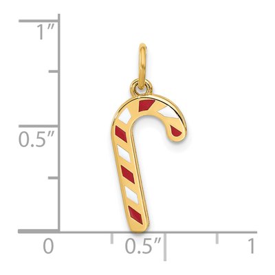 14K Yellow Gold Enameled Candy Cane Charm – view 4