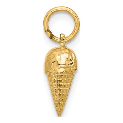 14K Yellow Gold Ice Cream Cone Pendant – view 2