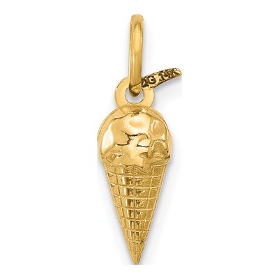 14K Yellow Gold Ice Cream Cone Pendant – view 3