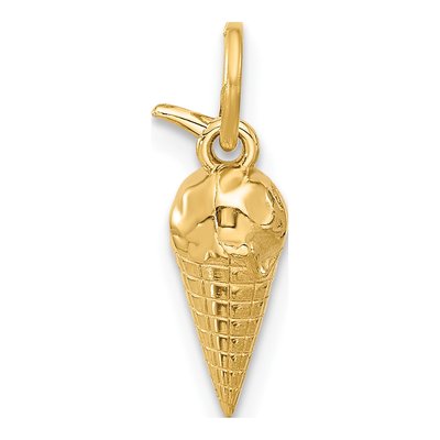 14K Yellow Gold Ice Cream Cone Pendant