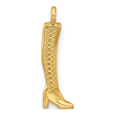 14K Yellow Gold Thigh High Boot Pendant