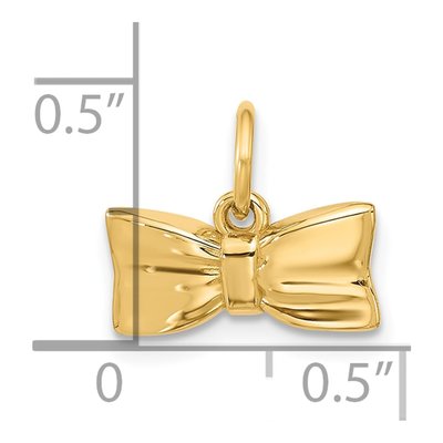 14K Yellow Gold Fancy Hair Bow Pendant – view 4