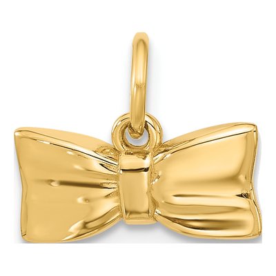 14K Yellow Gold Fancy Hair Bow Pendant