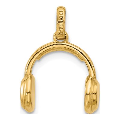 14K Yellow Gold Headphones Pendant – view 3