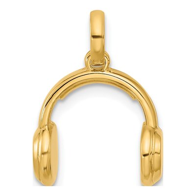 14K Yellow Gold Headphones Pendant