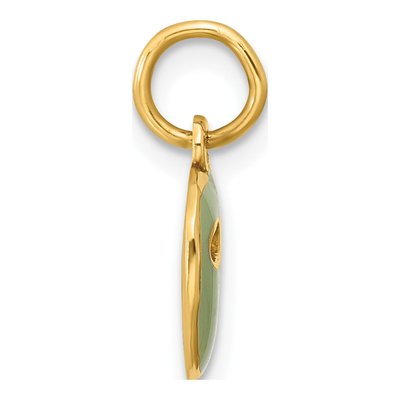 14K Yellow Gold Green Enameled Face Mask Charm – view 2