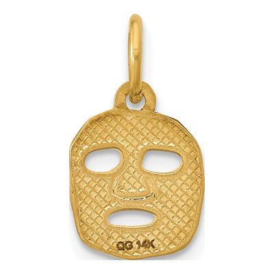 14K Yellow Gold Green Enameled Face Mask Charm – view 3