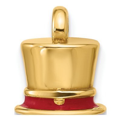 14K Yellow Gold Red Enamel Top Hat Charm – view 2