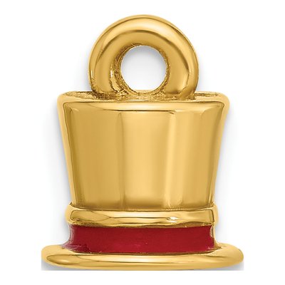 14K Yellow Gold Red Enamel Top Hat Charm – view 3