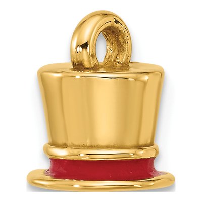 14K Yellow Gold Red Enamel Top Hat Charm – view 4