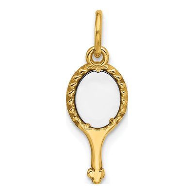 14K Two-Tone Gold Fancy Hand Mirror Pendant