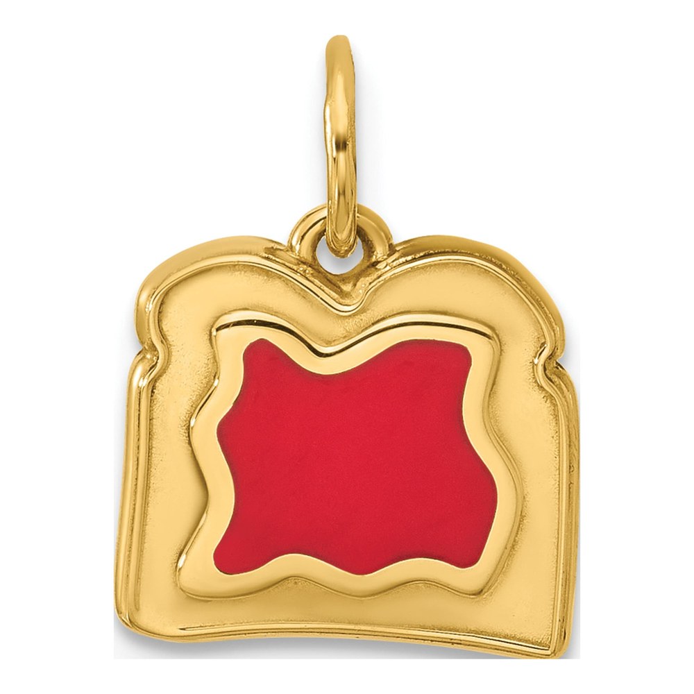 14K Red Enameled Fancy Toast And Jam Charm Pendant