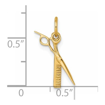 14K Yellow Gold Comb Scissors Pendant – view 6