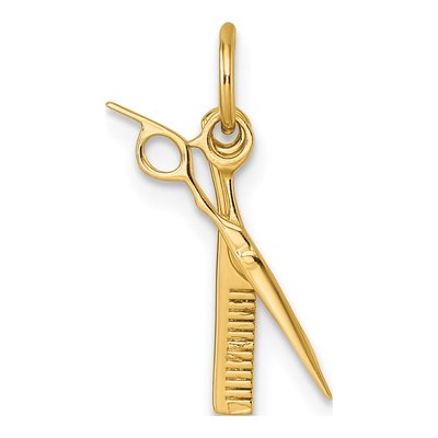 14K Yellow Gold Comb Scissors Pendant