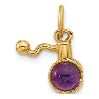 14K Yellow Gold Amethyst Perfume Bottle Charm