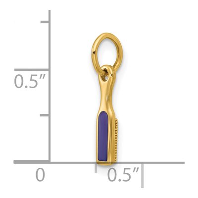 14K Yellow Gold Blue Enamel Hairbrush Charm – view 5