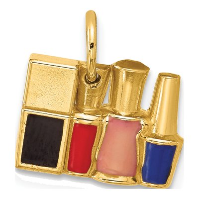 14K Yellow Gold Enamel Nail Polish Bottles Charm