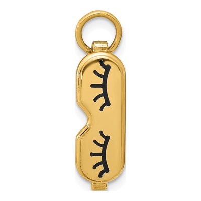 14K Yellow Gold Black Enamel Sleep Mask Charm