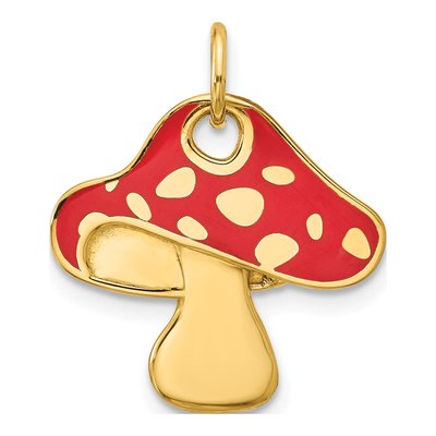 14K Yellow Gold Enameled Toadstool Charm