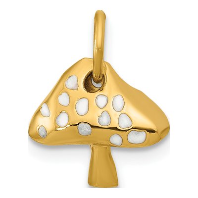14K Yellow Gold Enameled Toadstool Charm