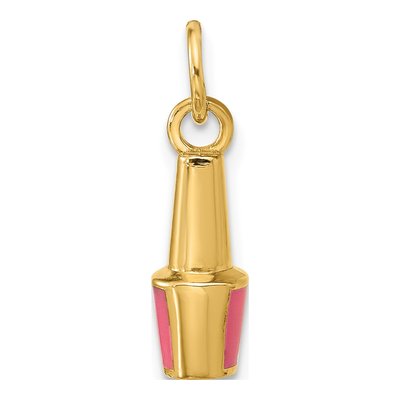 14K Yellow Gold Pink Enamel Nail Polish Charm – view 2