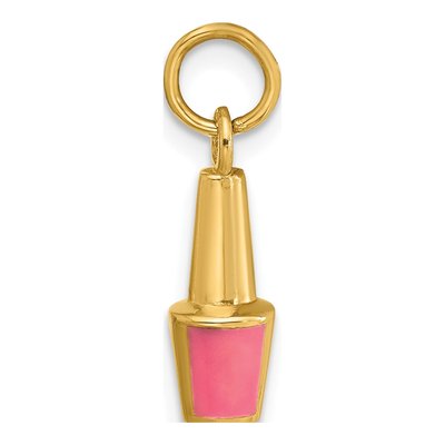 14K Yellow Gold Pink Enamel Nail Polish Charm – view 3