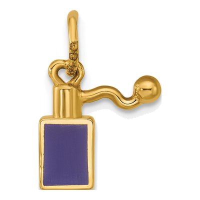 14K Yellow Gold Blue Enamel Perfume Bottle Charm – view 3
