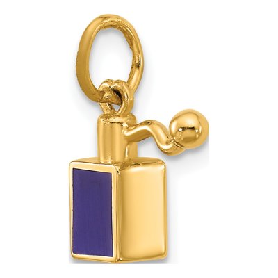 14K Yellow Gold Blue Enamel Perfume Bottle Charm – view 4