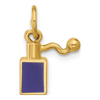 14K Yellow Gold Blue Enamel Perfume Bottle Charm