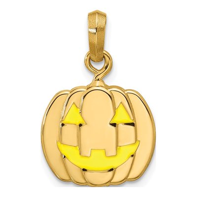 14K Yellow Gold Enameled Jack-O-Lantern Pendant