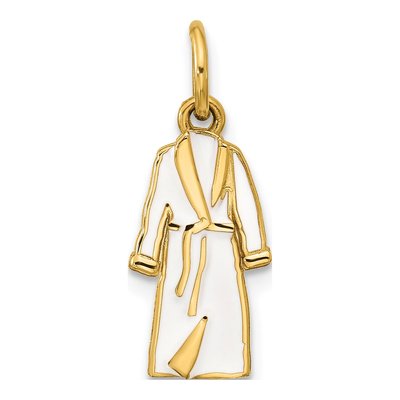 14K Yellow Gold Enameled Bathrobe Charm
